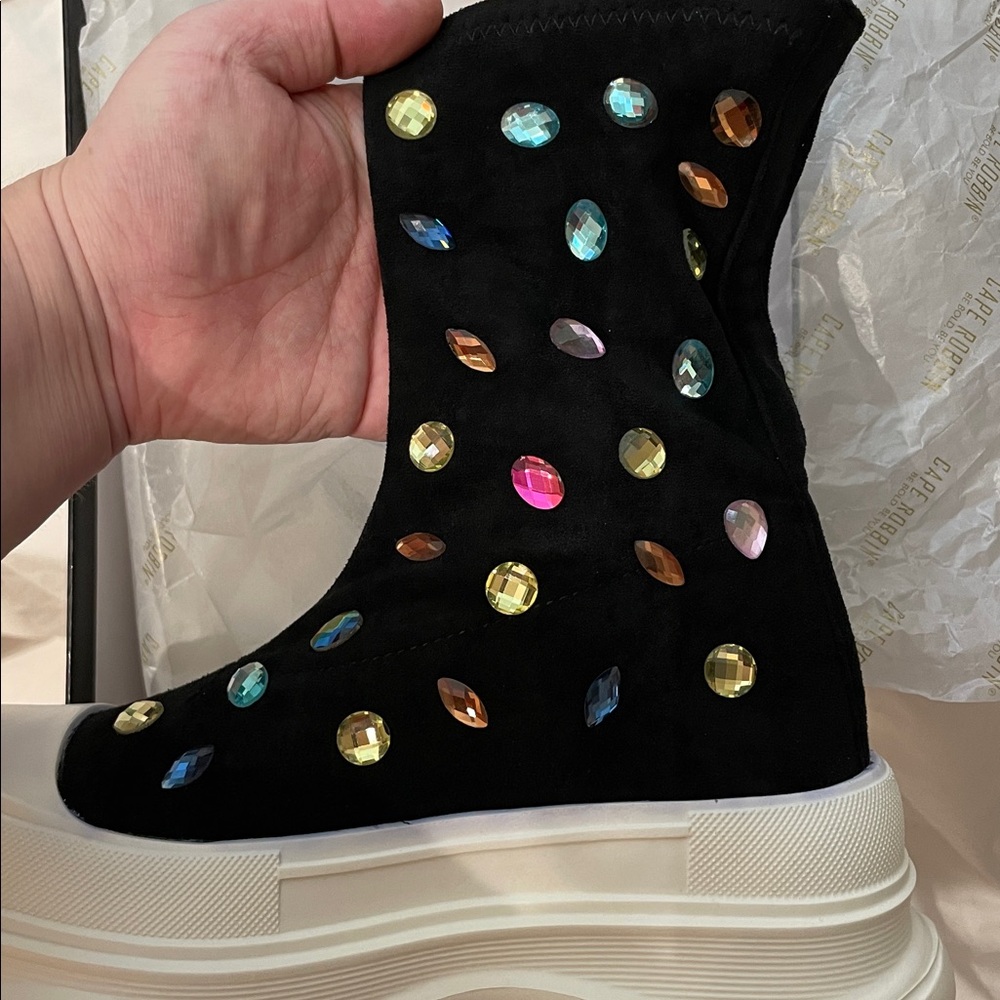 •CAPE ROBBIN• “Suzie” Chunky Sole Rhinestone Gem Sock Booties // NIB - Picture 10 of 16